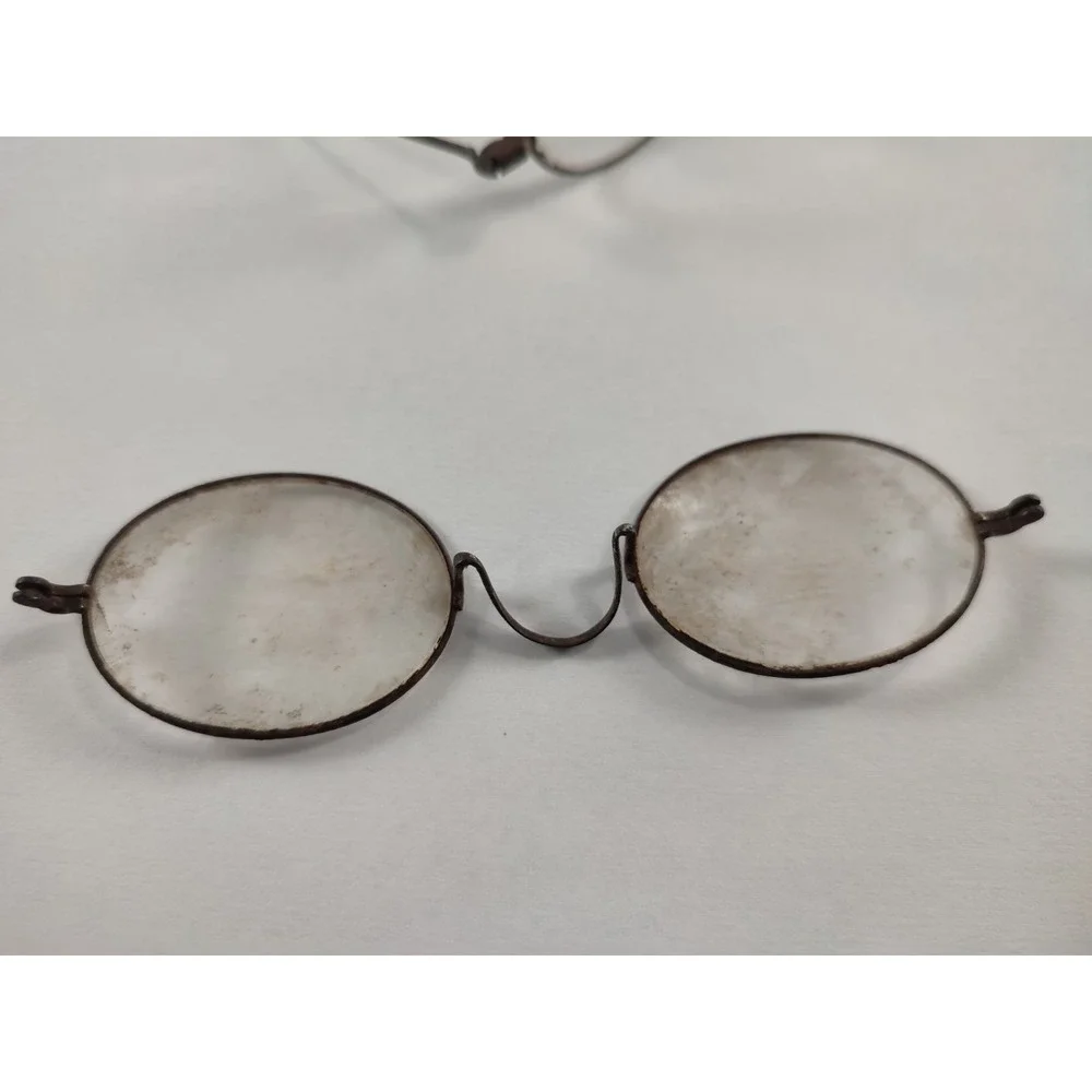 Antique Victorian Oval Spectacles Steel Wire Frame Saddle Bridge Civil War‎ Era